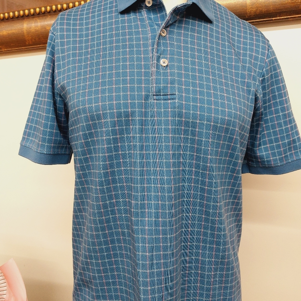 Lands End Polo Mens S Small Blue Short Sleeve Collared Golf Outdoor Cotton Soft